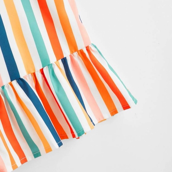 Colorful Striped Ruffle Hem Cami Top - Picture 4 of 4
